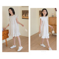2021夏裝韓版中大童小清新寬版飛袖連衣裙(2色)_8