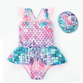 外貿款連身美人魚公主泳衣+泳帽二件套/公主泳裝
