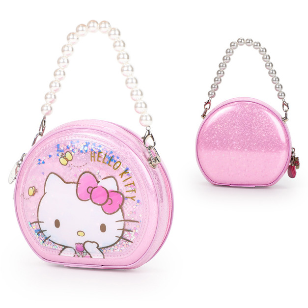 韓版時尚新款凱蒂貓珍珠手提斜揹兩用包(微笑款)