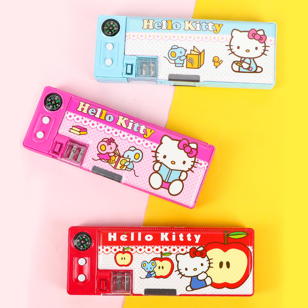 韓版可愛凱蒂貓多功能磁鐵雙開筆盒/文具盒/開學用品(3色)