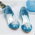 韓版灰姑娘水鑽花朵水晶公主鞋/高跟鞋(4色)_5