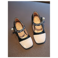 韓版黑白時尚珍珠跟鞋/娃娃鞋/包鞋(2色)_6