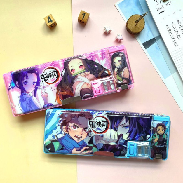 韓版鬼滅之刃多功能磁鐵雙開筆盒/文具盒/開學用品(2色)