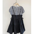 2022夏裝韓版中大童假二件格子拼接連衣裙(黑色)_8