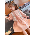 2021秋裝韓版中大童蕾絲鉤花背心+娃娃連衣裙二件套_2