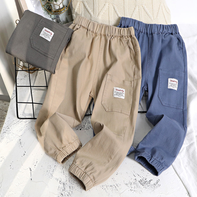 2021秋裝韓版中大童休閒束口棉質長褲(3色)
