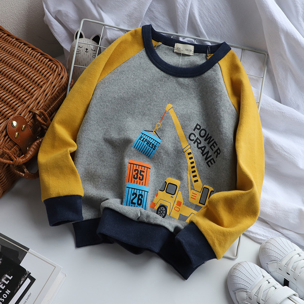 2021秋裝韓版男童吊車圖案長袖上衣