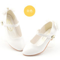 韓版兒童氣質款蝴蝶結素面高跟鞋/皮鞋(白色)