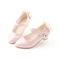 韓版兒童氣質款蝴蝶結素面高跟鞋/皮鞋(粉色)_1