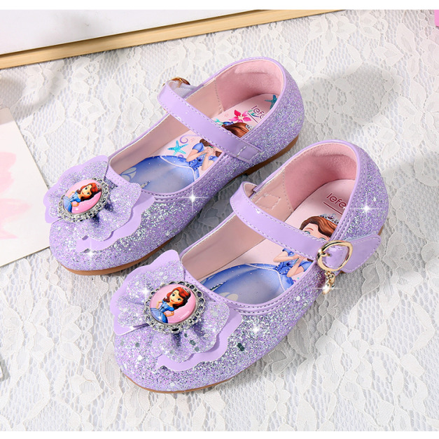 韓版閃亮蝴蝶結蘇菲亞公主鞋/娃娃鞋 (紫色)