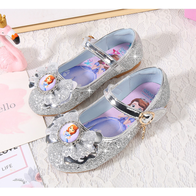 韓版閃亮蝴蝶結蘇菲亞公主鞋/娃娃鞋 (銀色)