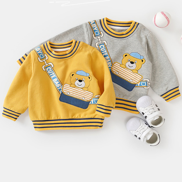 2021秋款韓版男童背帶小熊圖案上衣(2色)