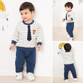 2021秋款韓版男童小熊條紋上衣+長褲二件套_1
