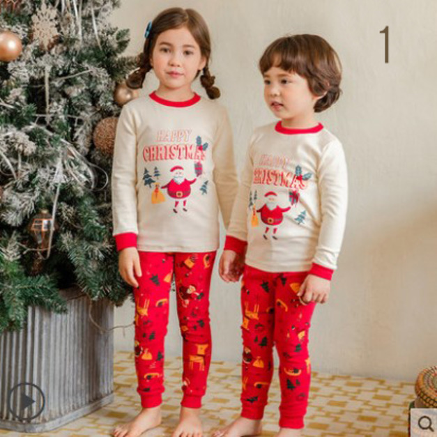 2021秋裝韓版男女童聖誕圖案睡衣二件套/家居服(3款)