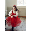 2021冬款韓版加絨蝴蝶結網紗吊帶公主裙/連衣裙(紅色)_1