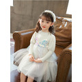 2022冬款韓版中大童毛衣假二件拼接網紗公主裙(2色)_9