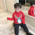 2021冬款韓版男童聖誕糜鹿針織紅色毛衣/上衣_1