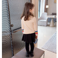 2021冬款韓版中大童彩色袖口針織上衣(黑色)_4