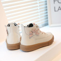 韓版兒童花朵薄絨短筒休閑板鞋/短靴/休閒鞋/皮靴(白色)_8