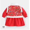 2021冬款加絨女寶寶新年中國風花朵刺繡背心+連衣裙二件套(現貨)_5