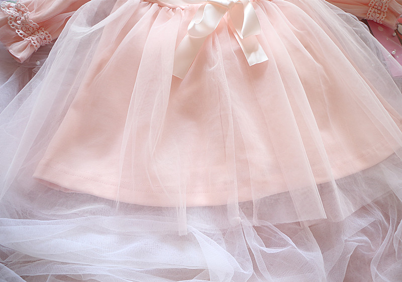 冬裝韓版女寶寶週歲生日粉色娃娃領公主裙/長袖連衣裙_5