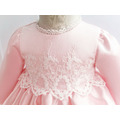 2022春秋款韓版女寶寶週歲生日粉色長袖公主裙+蕾絲帽二件套_7