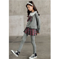 2021冬款中大童日系JK學院風蝴蝶結上衣+格子裙褲二件套_6