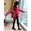 2021冬款中大童時尚小香風毛邊加厚保暖紅色外套_5
