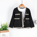 2021秋冬款中大童百搭小香風黑色外套/親子裝_1