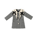 2021冬款加厚中大童小香風黑白格蝴蝶結中長款大衣/外套_3