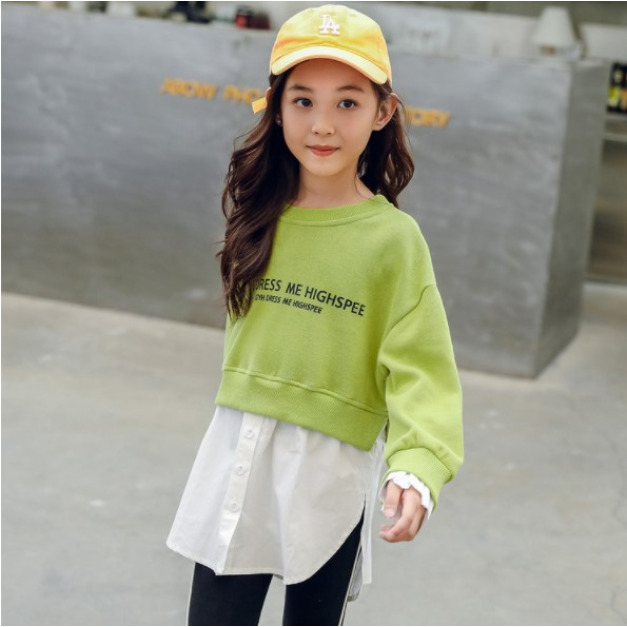 2021冬款韓版中大童加絨襯衫假二件上衣/長版衣(上衣)現貨