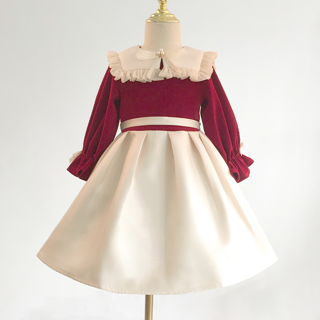 2022春秋款韓版中大童法式宮廷絲絨公主裙/連衣裙/小禮服