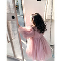 2022春裝韓版中大童夢幻閃亮蓬蓬紗粉色公主裙(現貨)_4