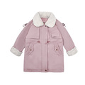 2022冬款韓版中大童PU皮保暖毛絨粉色外套/大衣_5