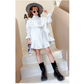 2022春裝韓版中大童荷葉花邊不規則連衣裙/長版衣(2色)_1