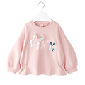 2022春裝韓版中大童毛球蝴蝶結寬版粉色上衣