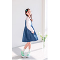 【韓國正品】春款中大童蕾絲襯衫+牛仔背心裙二件套_3