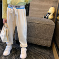 2022春裝韓版中大童英文字母綁帶純棉長褲/休閒褲(3色)_2