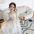 2022夏裝韓版中大童彩虹漸層泡泡袖公主裙/小禮服_2