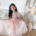 2022夏裝韓版中大童亮片網紗長款公主裙/小禮服(粉色)_1