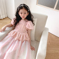 2022夏裝韓版中大童亮片網紗長款公主裙/小禮服(粉色)_2