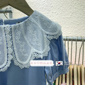 2022夏裝韓版中大童百搭寬鬆蕾絲翻領上衣_2