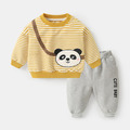 2022春款韓版男童條紋小熊上衣+長褲二件套(2色)_2