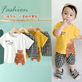 2022夏款韓版小暖男版可愛動物上衣+短褲二件套(2色)