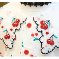 2022夏裝韓版中大童櫻桃刺繡花邊領襯衫+紅色短裙二件套裝_3