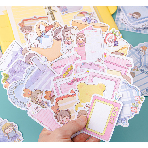 可愛卡通圖案無黏性便箋紙/手帳本素材/便利貼-100張(共3款)