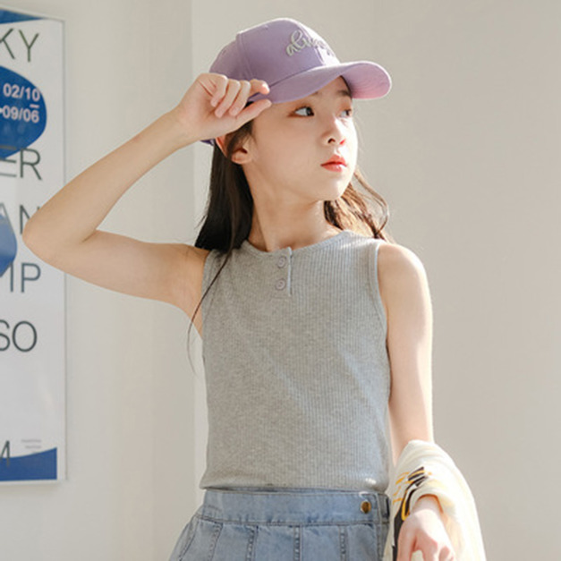 2022夏裝韓版中大童灰色背心上衣/內搭衣