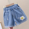 2022夏裝韓版中大童純棉可愛荷包蛋牛仔短褲/熱褲