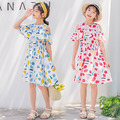 2022夏款韓版中大童田園風荷葉邊露肩連衣裙/姐妹裝(3色)_6