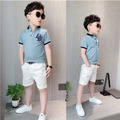 2022夏裝韓版男童英文字POLO衫/藍色上衣_1
